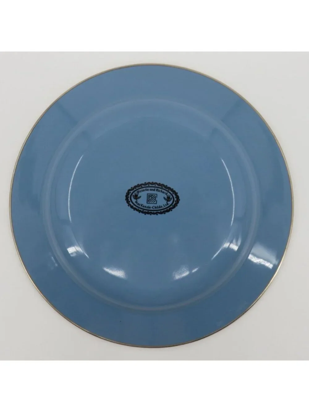 Mackenzie Childs Camp Blue Floral 9in Bowl Enamel Metal Trim Victoria Richard